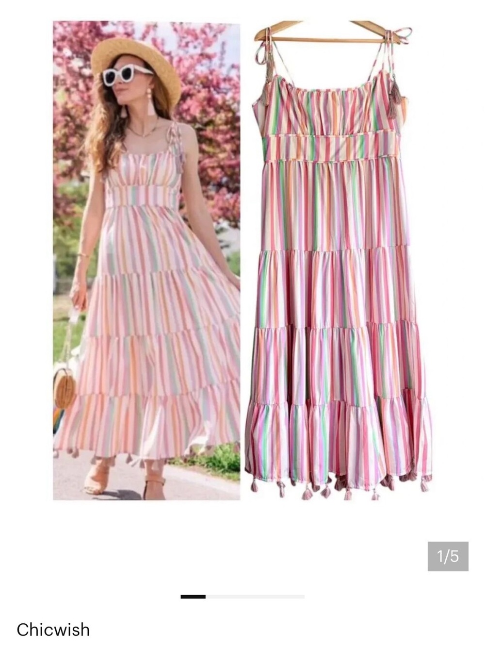 Chicwish Women’s Pastel Stripe Tiered Sundress size XL VGUC